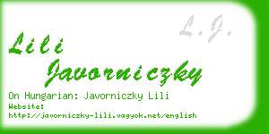 lili javorniczky business card
